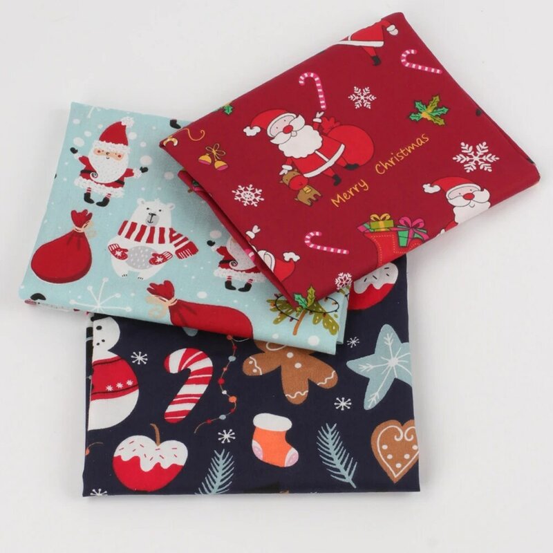 100% хлопковая Рождественская Ткань для шитья одежды с принтом Санта-Клауса, тканевые простыни для пэчворка, товары для рукоделия «сделай сам», 40*50 см, 1 шт.