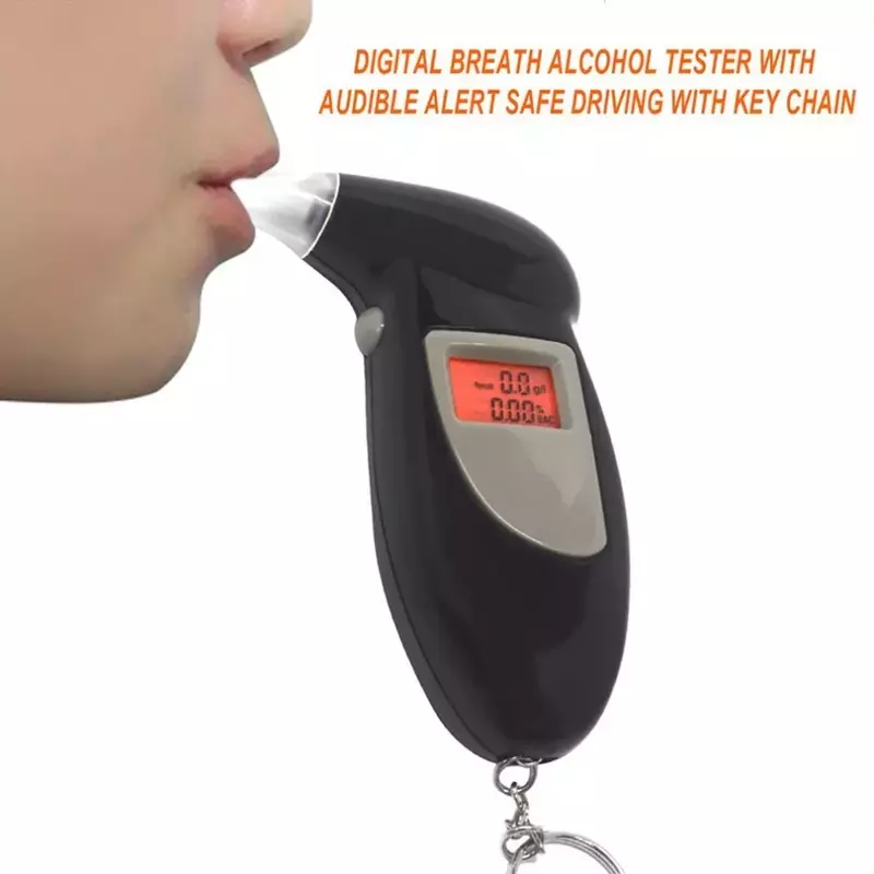 Digital Breath Alcohol Tester con avviso acustico guida sicura con portachiavi etilometro rilevatore di alcol a risposta rapida