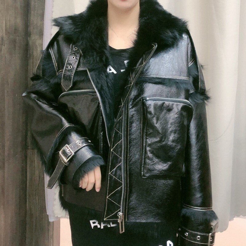Jaqueta de motociclista feminino, preto vintage jaqueta estilo coreano, moda casual, outono e inverno 2022 novo