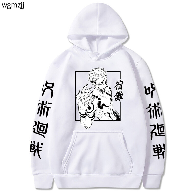 Jujutsu Kaisen Hoodie Anime Lucu Sukuna Hoodie Sweatshirt Streetwear Pullover untuk Wanita dan Pria