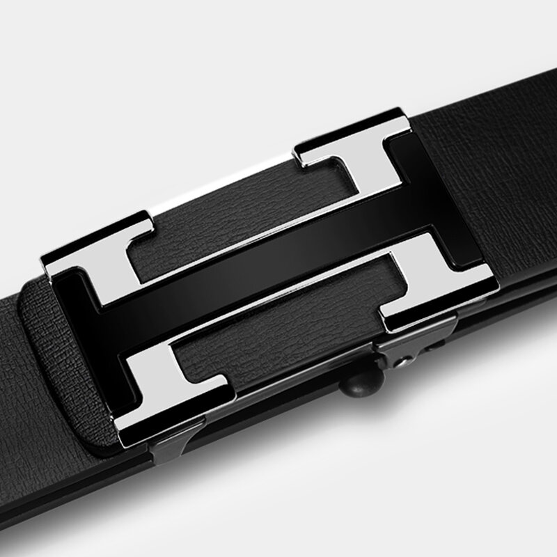 Cinturón informal de cuero genuino para hombre, correa de lujo, hebilla automática de Metal, 2023 cm de ancho, 3,4