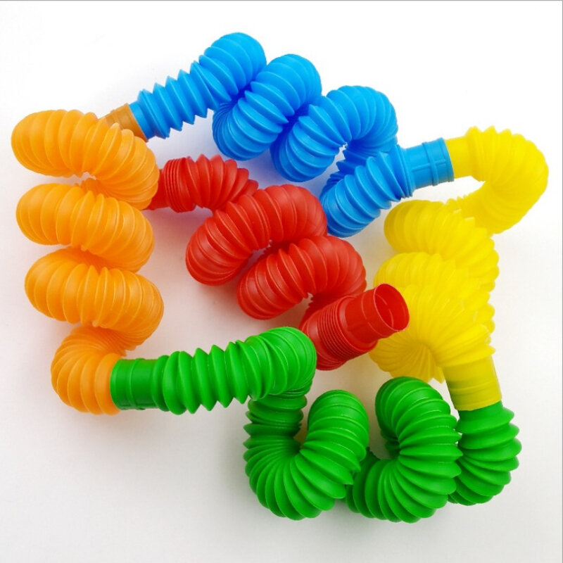 Poptube descompressão para crianças tubo de extensão ondulado diy sensorial cor estiramento tubo de ventilação brinquedos 29mm tubo de descompressão