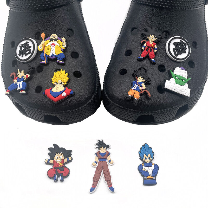 1 sztuk pcv Cute Cartoon Dragon Ball Z Charms obuwia DIY śmieszne akcesoria do obuwia Fit Croc drewniaki ozdoby klamra Unisex prezenty Jibz