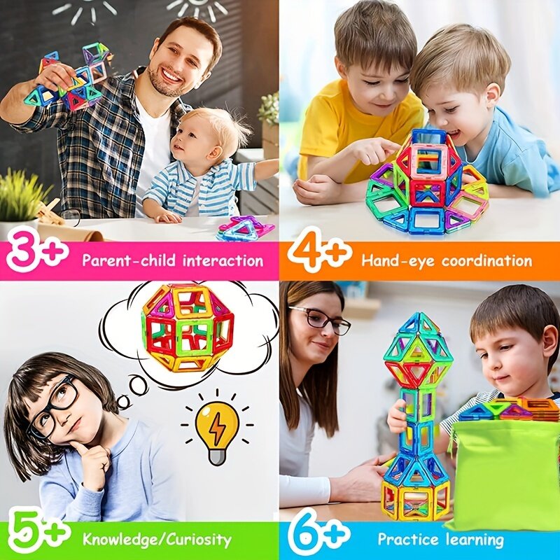 Décennie s de construction magnétiques de grande et mini taille pour enfants, jouets de bricolage, ensemble de construction de créateurs, cadeaux pour enfants