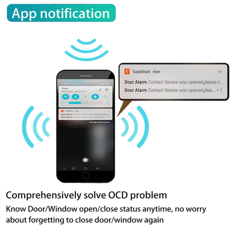 Tuya Wifi Raam Deur Sensor Open/Gesloten Status App Real-Time Monitor Smart Home Security Alarm Push Voor alexa Google Thuis