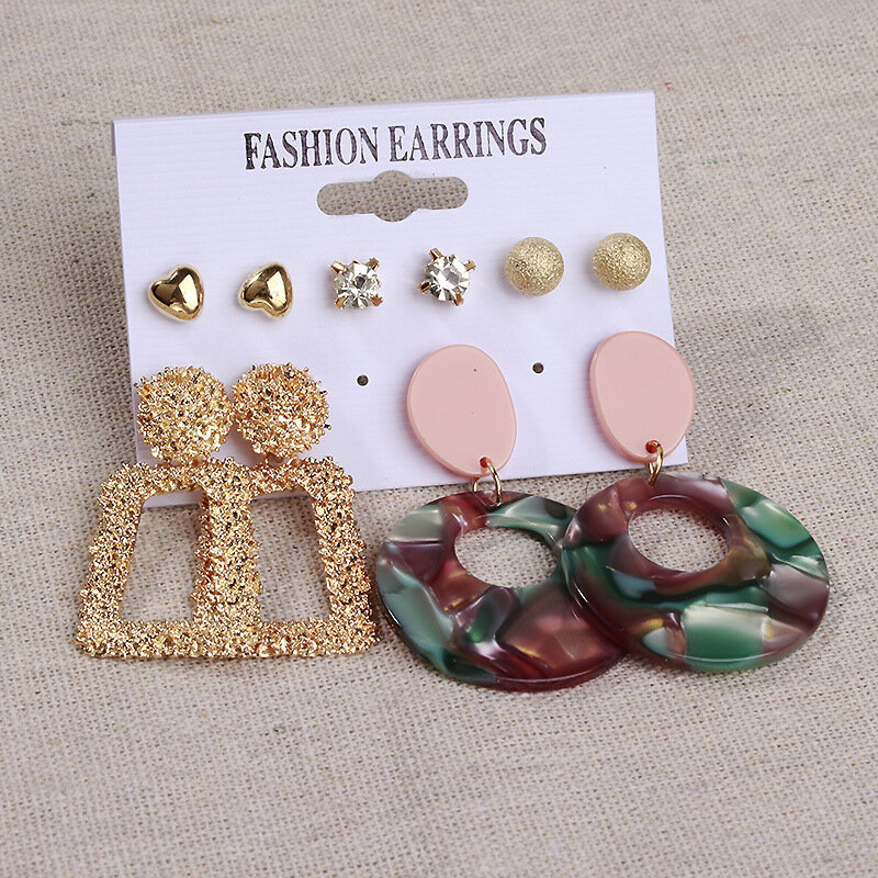 LATS Set di orecchini da donna orecchini di perle acriliche con nappe per le donne gioielli di moda bohémien 2021 orecchini a goccia geometrici Kolczyki