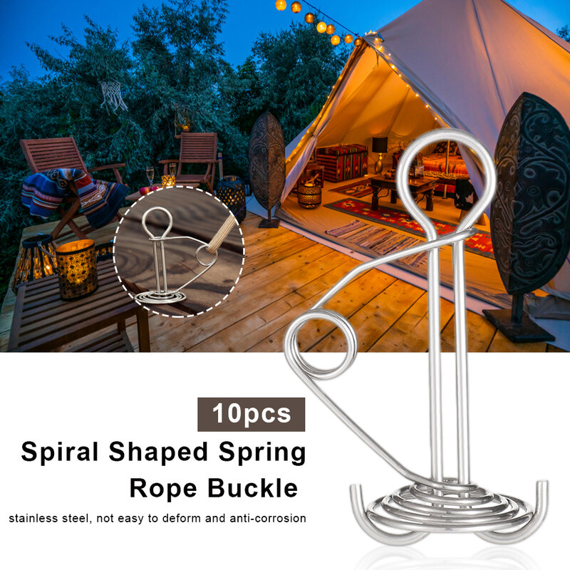 10Pcs/Set Spiral Shaped Spring Octopus Deck Peg Durable Rope Buckle Awning Tent Stakes Hook Board Peg Camping Hiking Accessories