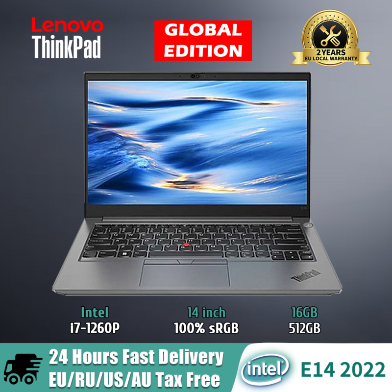 Lenovo Laptop Thinkpad E14 2022 Intel Iris Xe I7-1260P 14 Inch Fhd 1080P 100% Srgb Scherm Venster 11 Klassieke business Notebook