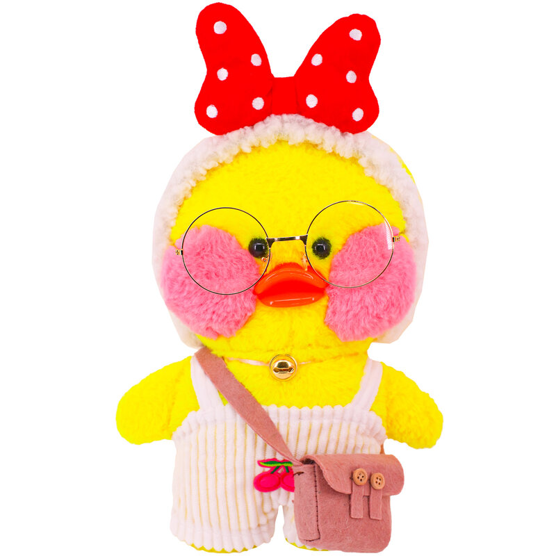 Lalafanfan 노란 오리 귀여운 봉제 장난감 액세서리, 부드러운 동물 인형, 어린이 장난감, 생일 선물, 오리 옷, 30 cm, 4 개