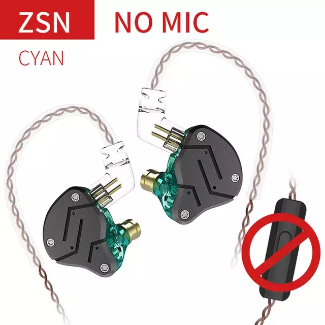 KZ ZSN słuchawki 1DD + 1BA hybrydowy w uchu Monitor redukcja szumów HiFi słuchawki douszne sport zestaw słuchawkowy Stereo z basami z mikrofonem