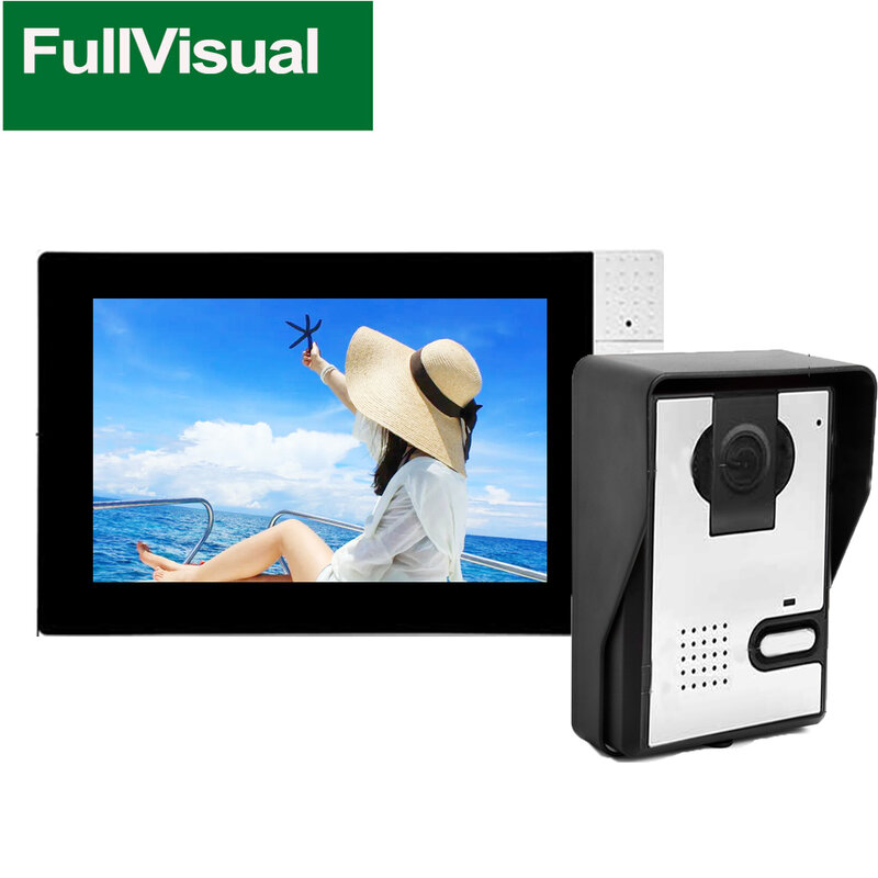 Fullvisual 7 Polegada cor sistema de vídeo porteiro campainha intercom monitor com fio desbloquear voz conversa dia visão noturna hd