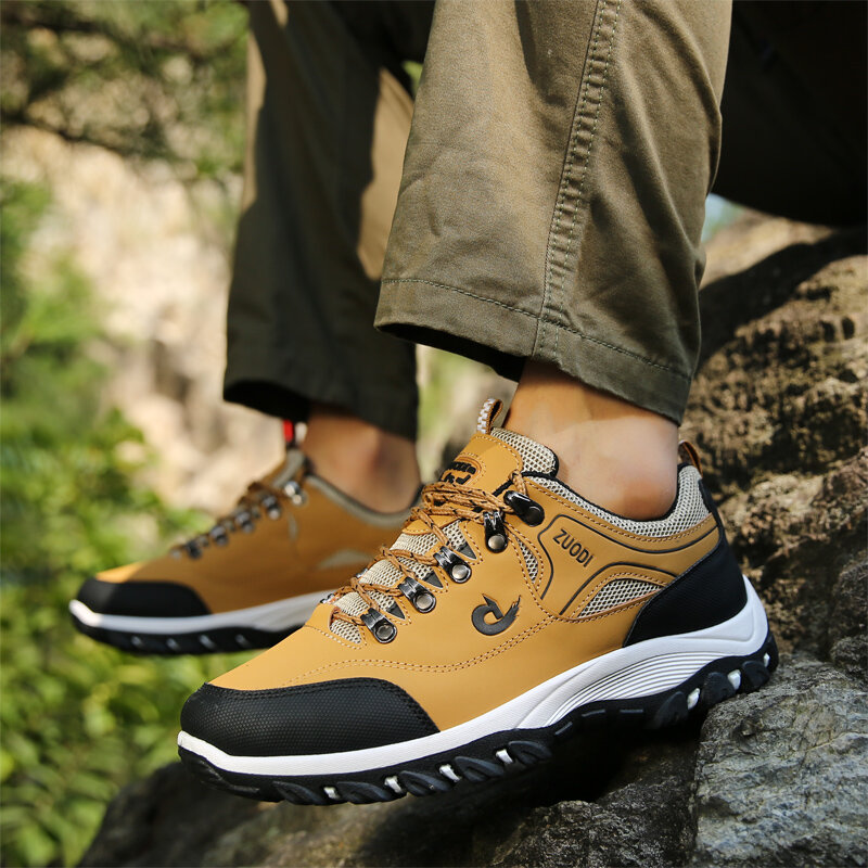 Men's Outdoor Hiking Shoes Leather Wear-resistant Shoes Men Sports Trekking Walking Hunting Mens Tactical Sneakers Work Shoes 47