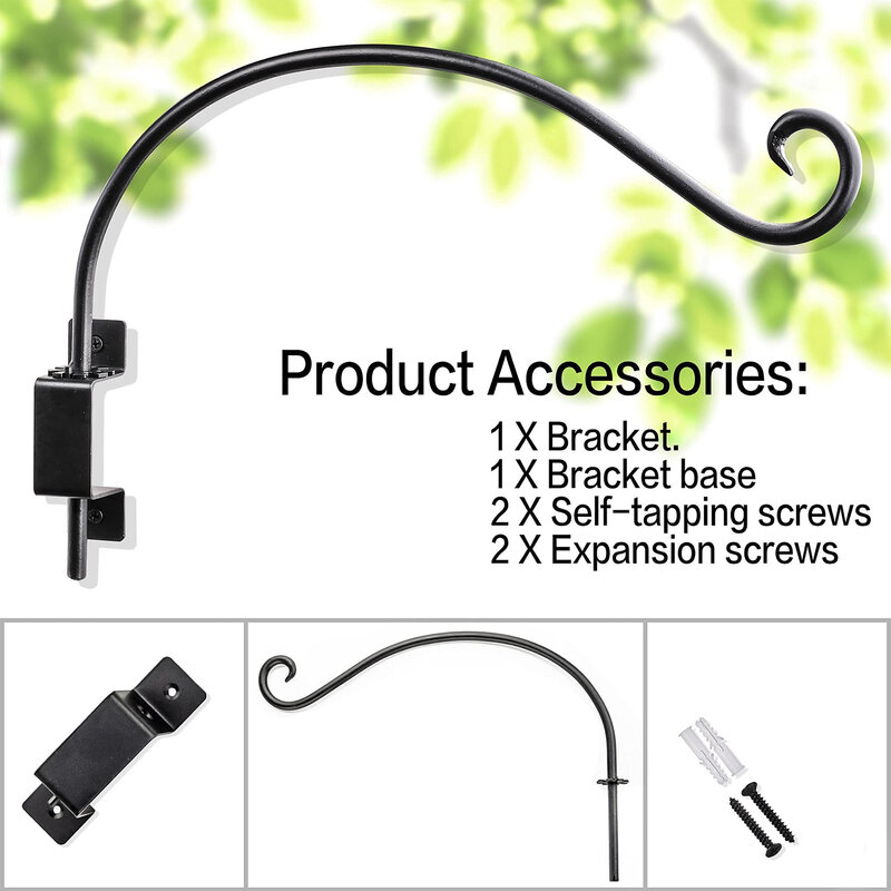 Hand-Forged Plant Hook Black Iron Plant Hanger Bracket For Flowers More Convenient Use And Designed With Rotary Fixation For