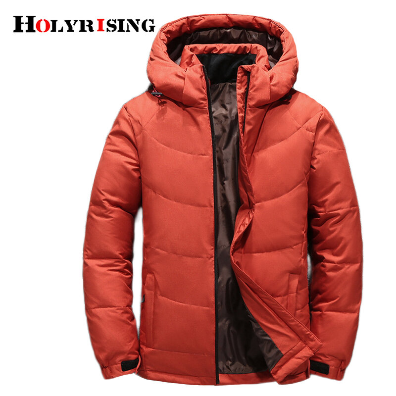 HOlyrising men White duck down coat Warm Hooded Thick Puffer Jacket Coat Male Casual High Quality Overcoat Thermal Winter Parka