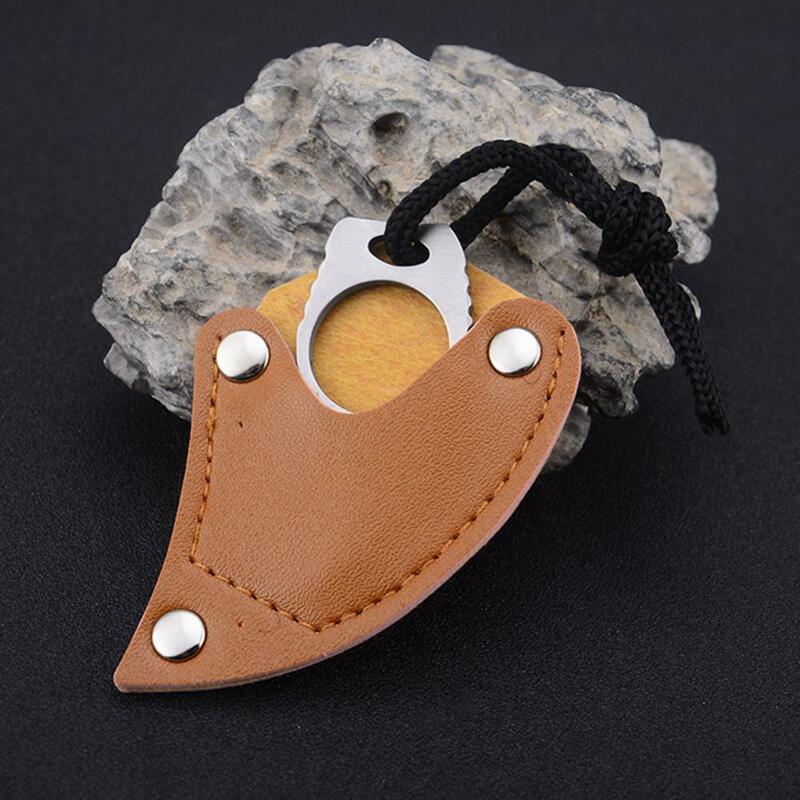 Mini Knife with Leather Sheath Handmade Combat Claw Karambit Ring Outdoor Camping Handy Multiuse Knife Outdoor Survival Tool