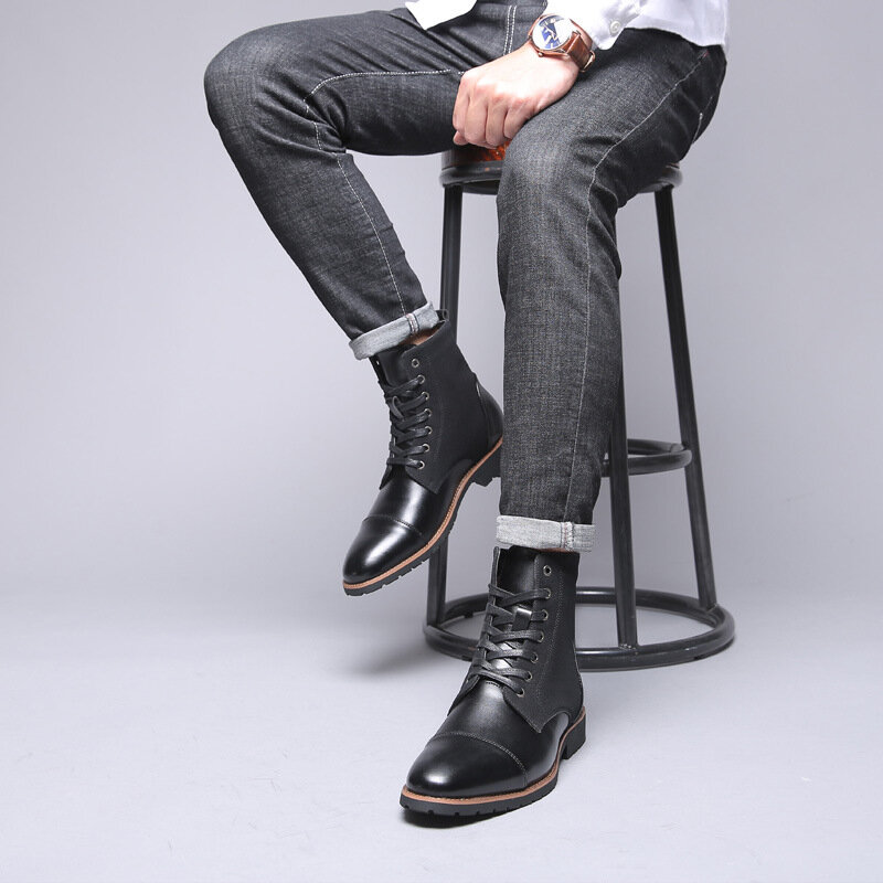 FZNYL – bottes courtes Style britannique pour homme, chaussures montantes, Joker coréen, grande taille 48, collection automne-hiver, 2022