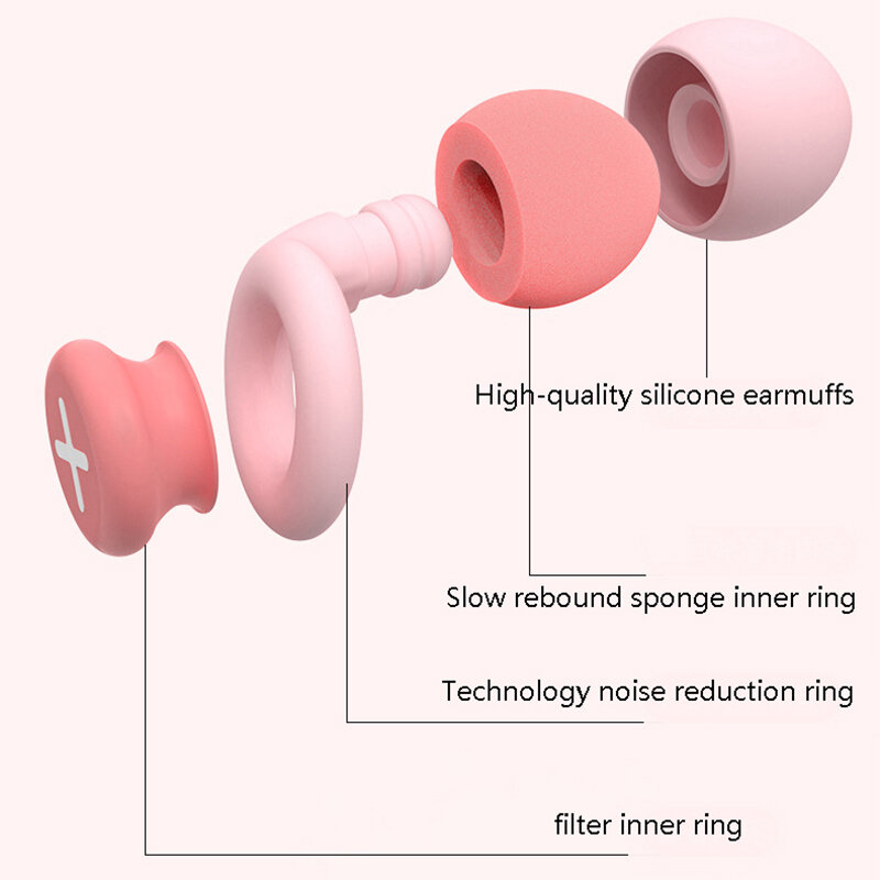 Silicone Ear Plugs Sleep Sound Insulation Noise Reduction Filter Earplug Anti-Noise Women Gift Soundproof Memory Foam