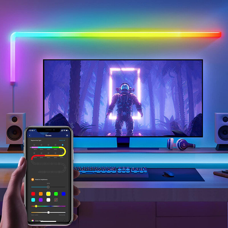 NEUE WIFI LED Smart Nacht Lichter RGBIC Bluetooth APP Voice Control Musik Sync DIY Wand Licht Für TV Schlafzimmer Spiel zimmer Bar Decora