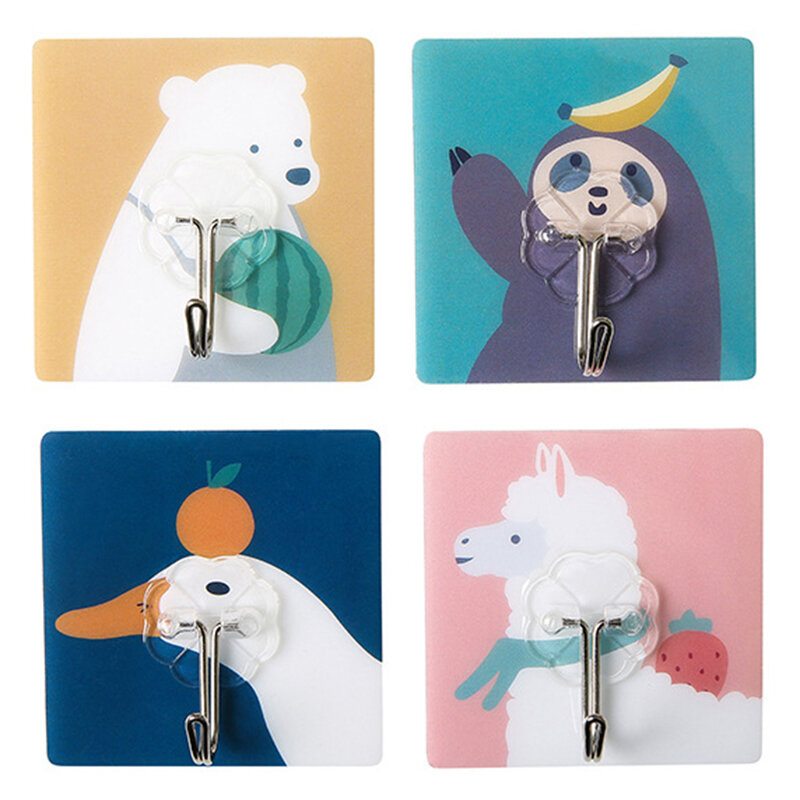Cartoon Hook Wall Hooks Adhesive Sticker Hanger Home Decor Waterproof Wall Hanging Invisible Strong Nail-Free Sticky Hook