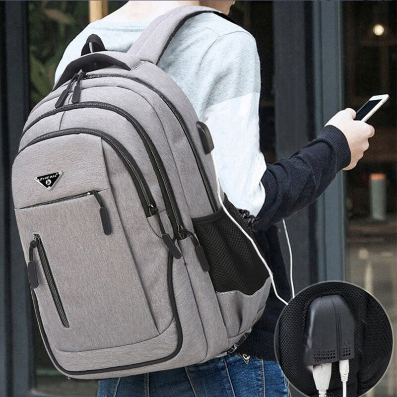 Grande capacidade de mochila do portátil dos homens mochilas 15.6 oxford preto sólido sacos do ensino médio adolescente colégio menino gril estudante mochila