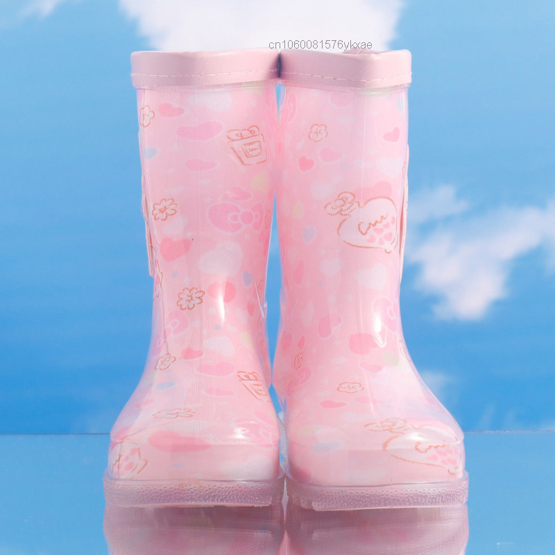 Sanrio olá kitty crianças sapatos de chuva bonito dos desenhos animados anime padrão chuva bota não deslizamento à prova dwaterproof água sapatos meninos meninas