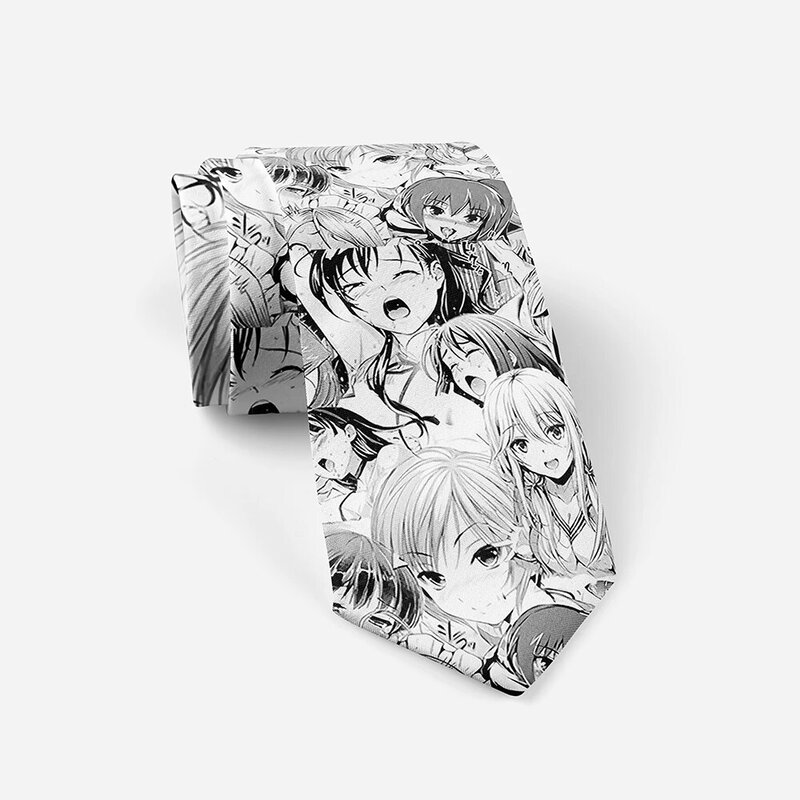 Nowy 8cm szeroki krawat kreskówka dla mężczyzn kobiety zabawny nadruk Anime moda odzież na co dzień koszula akcesoria formalne na wesele krawat na imprezę