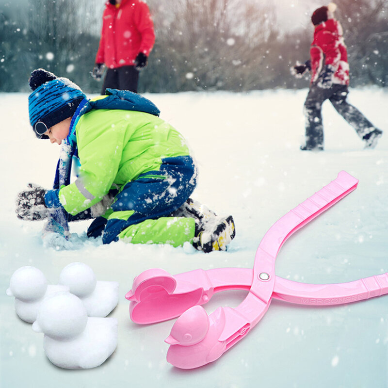 1Pc รูปเป็ด Snowball Maker คลิปพลาสติกเด็กน่ารักฤดูหนาวหิมะทรายแม่พิมพ์เครื่องมือสำหรับ Snowball กีฬาของเ...