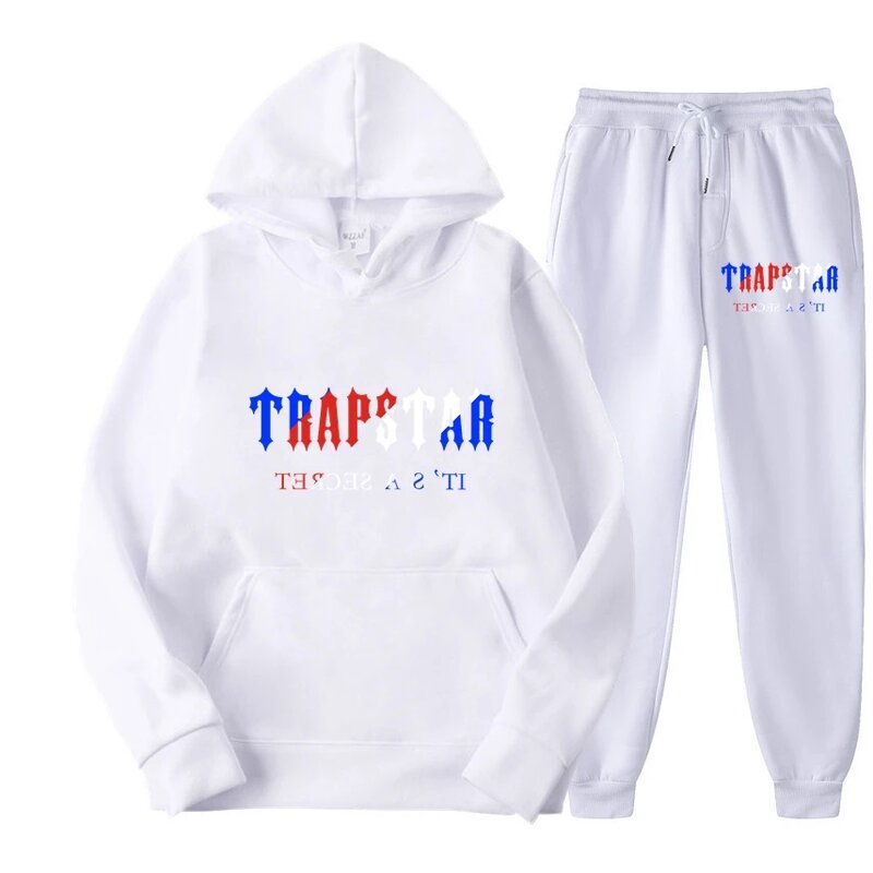 Dres marki TRAPSTAR z nadrukiem odzież sportowa odzież męska ciepła dwuczęściowa luźna bluza z kapturem bluza z kapturem zestaw spodni do biegania