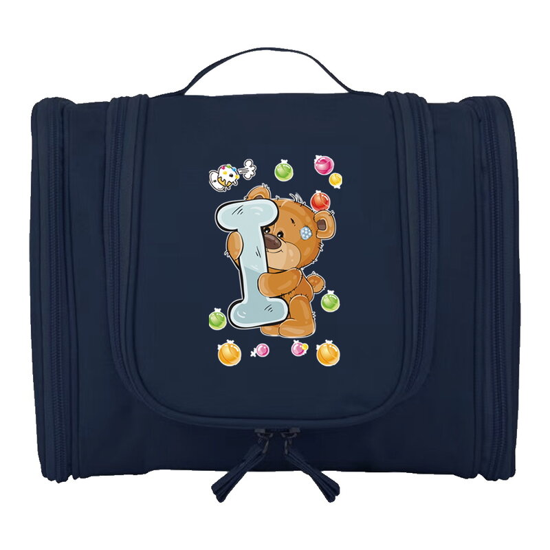 Lavaggio kit da toilette borse portaoggetti borsa cosmetica Unisex borsa da viaggio appesa borsa da viaggio con motivo a lettera orso borse da viaggio per il trucco da donna