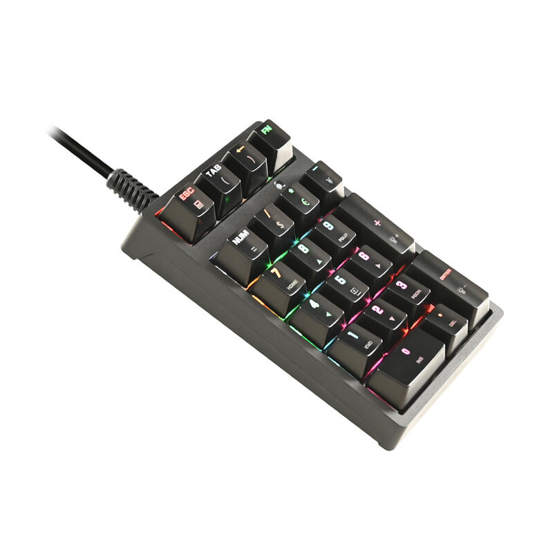 Teclado Digital de 21 teclas con cable sensible RGB retroiluminado, controlador de ordenador gratis para escritorio, portátil, oficina y negocios