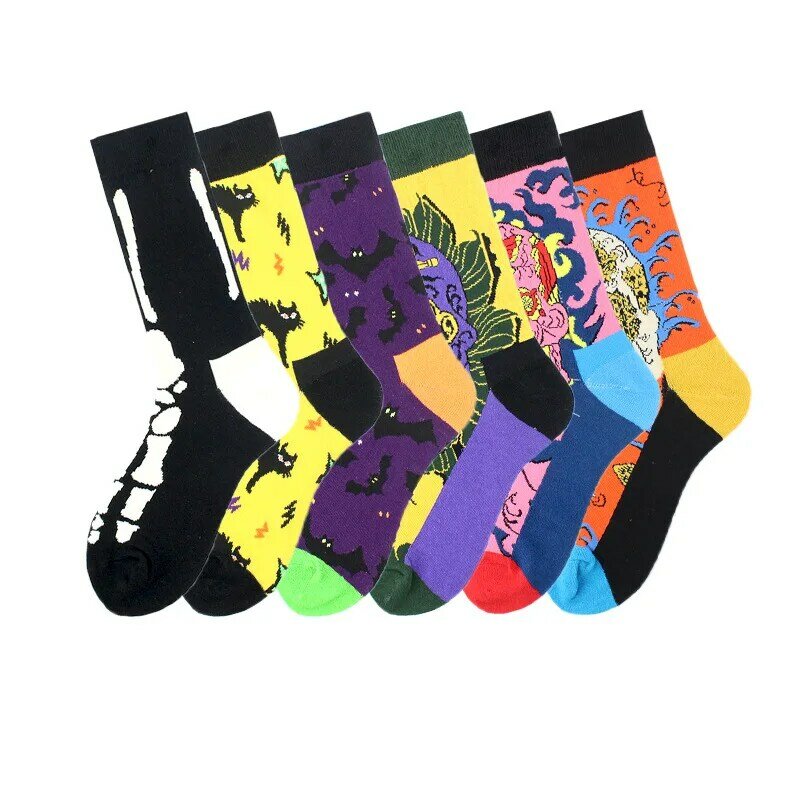 Индивидуальные мужские и женские носки средней длины, модные разноцветные модные спортивные носки для скейтборда