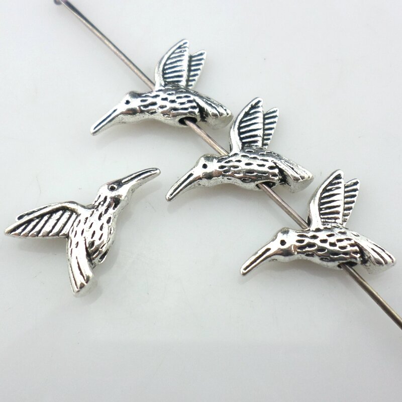 48pcs Tibetan Silver Small Bird Charm Loose Spacer Beads 12x17mm Jewelry Bracelet Findimgs