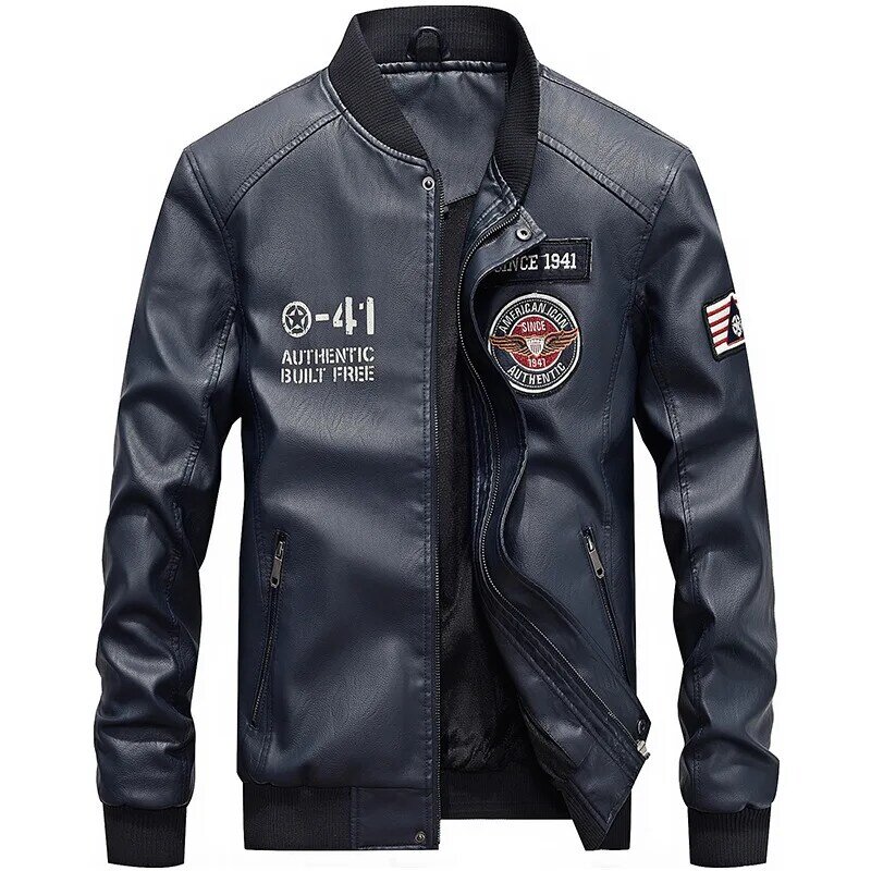 2022 jaqueta da motocicleta dos homens outono inverno novo falso plutônio jaquetas de couro casual bordado biker casaco com zíper jaqueta de beisebol