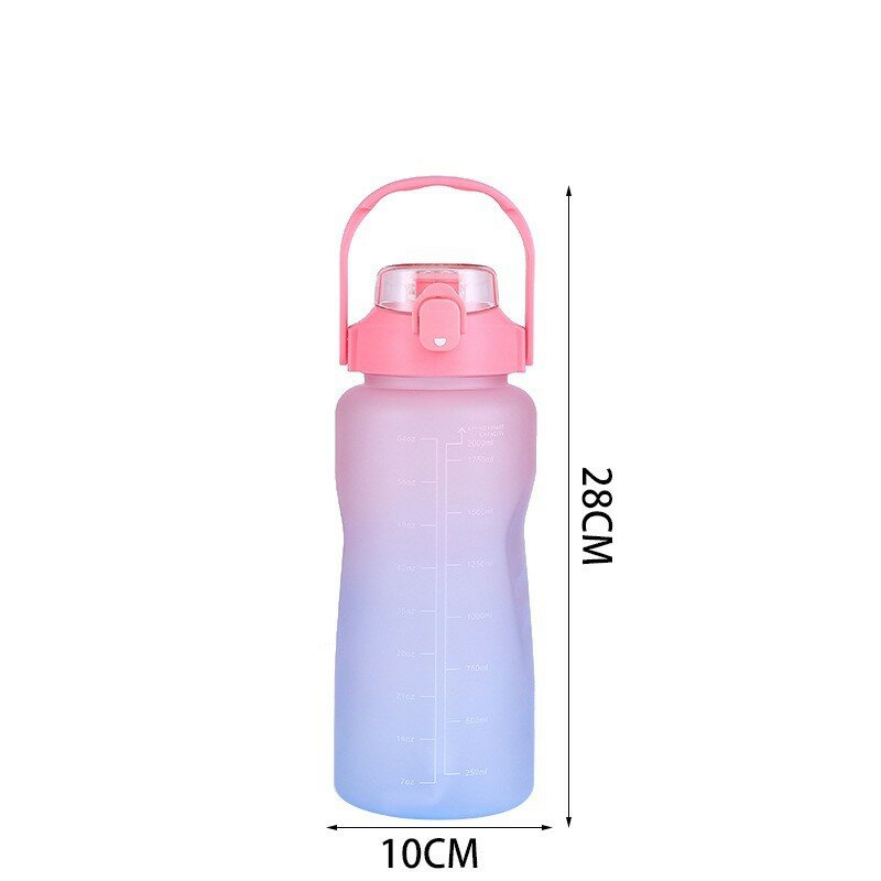 2l garrafa de água de grande capacidade com tampa de salto timeline lembrete à prova de vazamento copo fosco para esportes ao ar livre e fitness