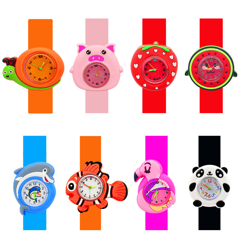 Relógio do bebê brinquedo 3d dos desenhos animados crianças relógios de pulso relógio para meninas meninos presente de natal crianças slap relógios