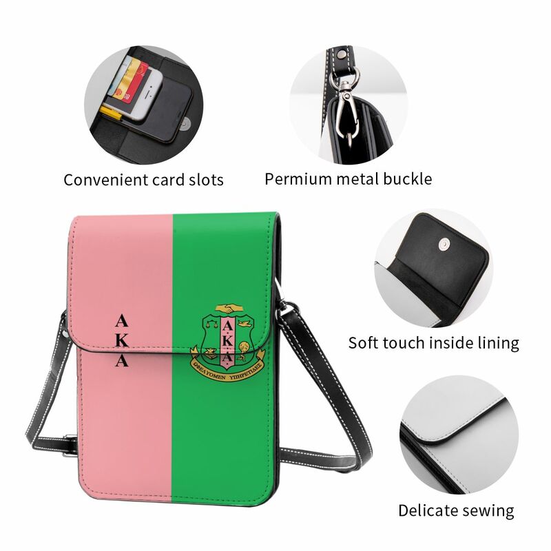 Alpha Sorority Kappa Alpha AKA Crossbody Wallet Cell Phone Bag Shoulder Bag Cell Phone Purse