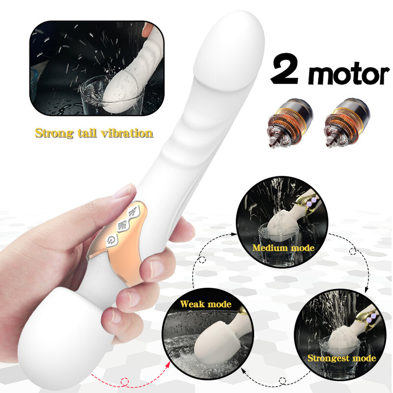 AV Vibrator Dildo Tongkat Ajaib untuk WANITA 10 Mode USB G Spot Klitoris Stimulator Vagina Mainan Seks Pemijat untuk Wanita
