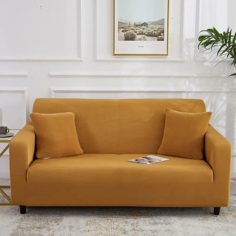 Solid Colour Sofa Cover Stretch Elastic Slipcovers Sofa Sectional Vintage For Living Room Couch Cover Single/Two/Three/Four Seat