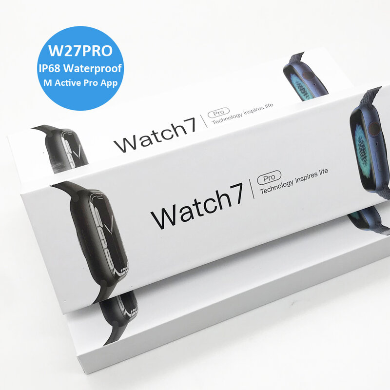 2022 W27 برو سلسلة 7 ساعة ذكية على الانترنت مقاوم للماء Ip68 1.75 بوصة أندرويد Ios الرياضة معدل ضربات القلب النوم مراقب Smartwatch W27pro