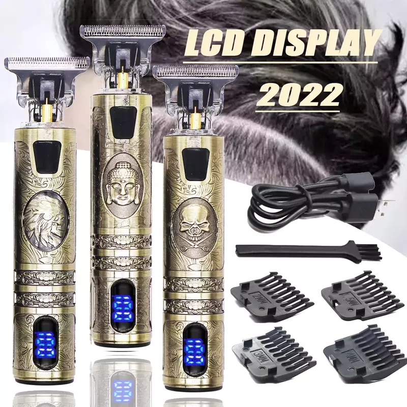 2022 t9 do vintage 0mm usb elétrico sem fio máquina de corte cabelo recarregável clipper para o homem barba aparador barbeiro profissão