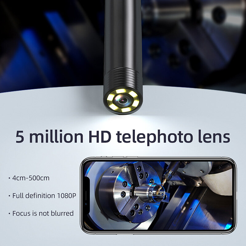 産業用WIFI双眼鏡,2.0 MP HDカメラ,1080mm,防水,セミリジッドケーブル付き,内視鏡,Android,iOS,iPhone用 (5.5)