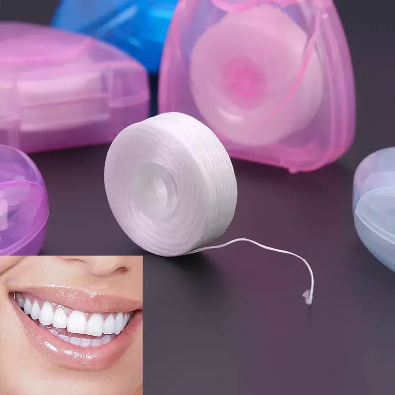 50m przenośna nić dentystyczna pielęgnacja jamy ustnej czyszczenia zębów z pudełkiem praktyczne artykuły higieniczne dla zdrowia pielęgnacja jamy ustnej