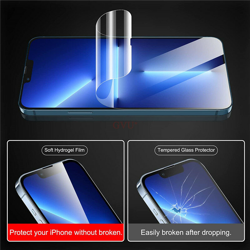 4 Buah Film Hidrogel Penutup Penuh Pada UNTUK iPhone 13 12 11 14 Pro Max untuk iPhone XR XS MAX 11 12 13 14 6 7 8 Plus Pelindung Layar