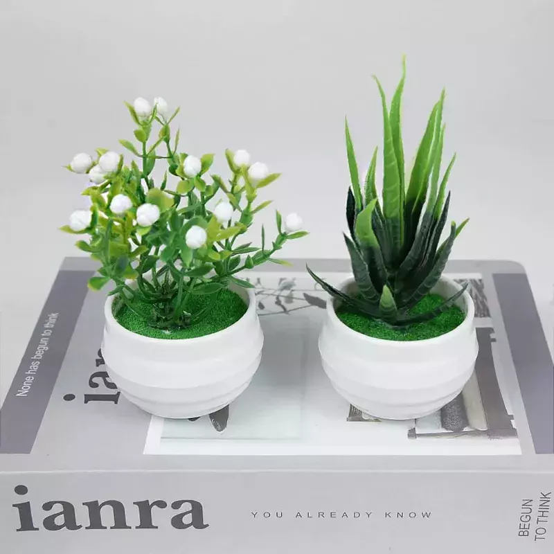 Artificial Plants Bonsai Small Simulated Tree Pot Grass Fake Flowers For Home Garden Office Table Room Decoration Ornaments