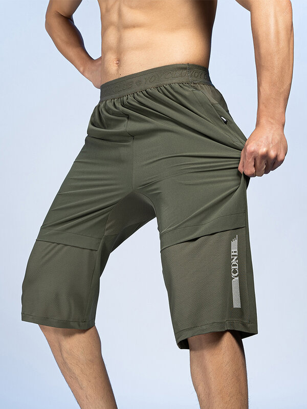 Pantacourt en Nylon extensible pour hommes, sous-vêtement de sport, respirant, à séchage rapide, avec poches zippées, Short décontracté, 6XL