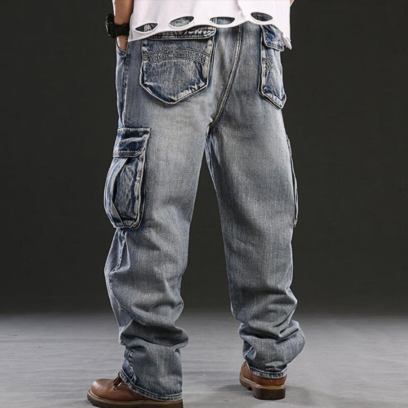 Джинсы-карго мужские повседневные, джинсы со множеством карманов в стиле милитари, одежда больших размеров 29-46, NZ116, 2022