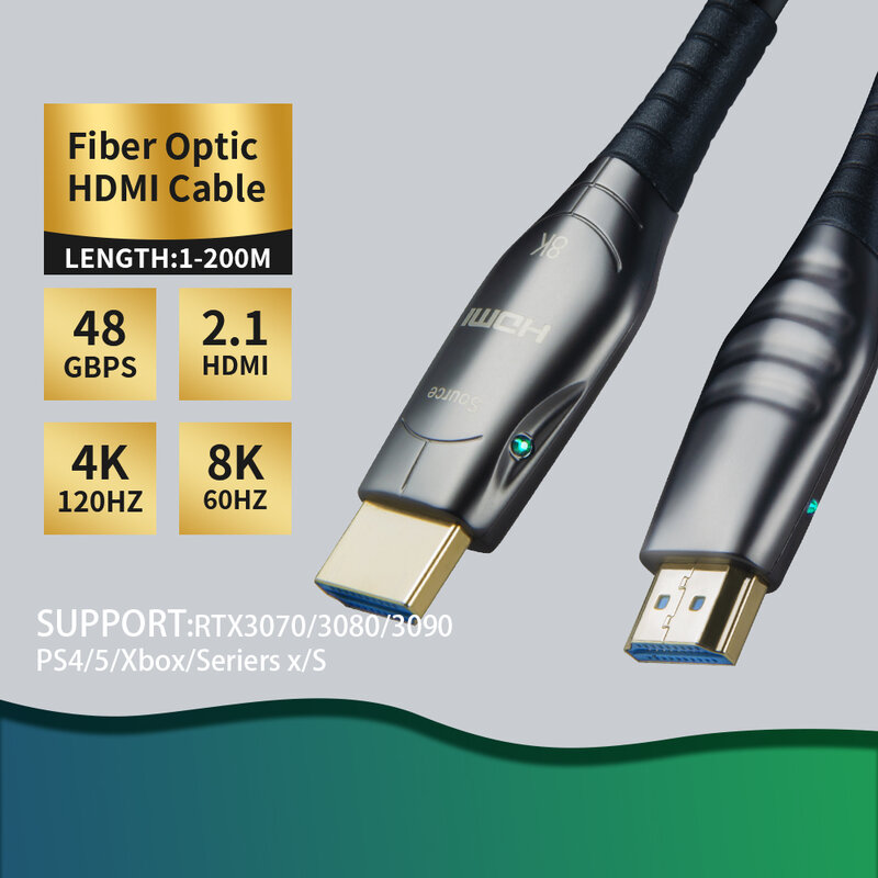 Cavo HDMI 2.1 a fibra ottica 8K/60Hz cavo HDMI ad alta velocità 48Gbs supporto eARC HDR per HD TV Box proiettore portatile cavo PS5 HDMI