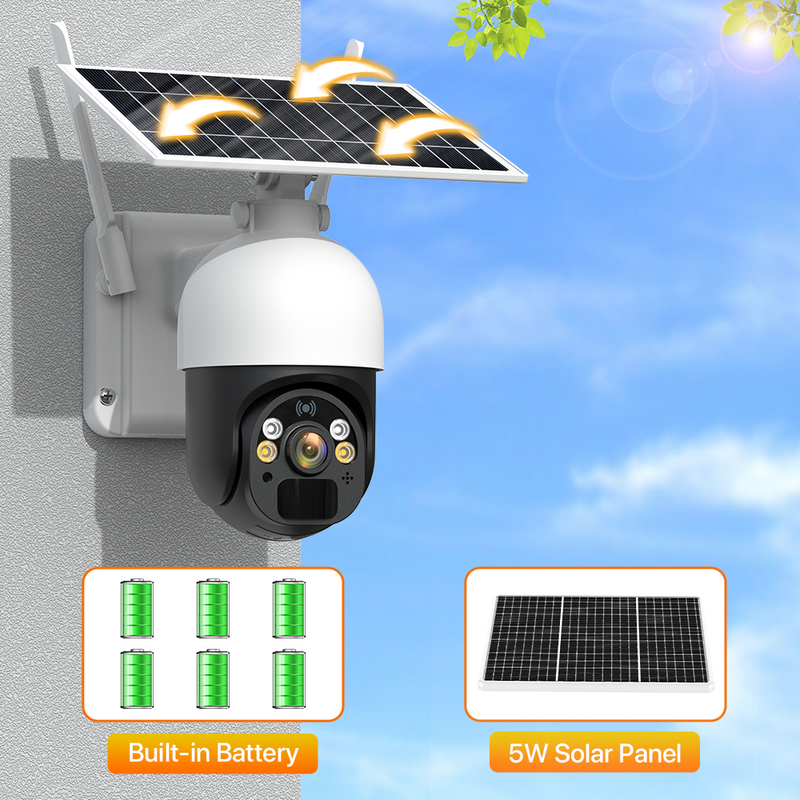 4G SIM Card Solar Camera Built-in Battery Outdoor IP Camera 2K WIFI Wireless Security PTZ Camera PIR Motion Surveillance UBox