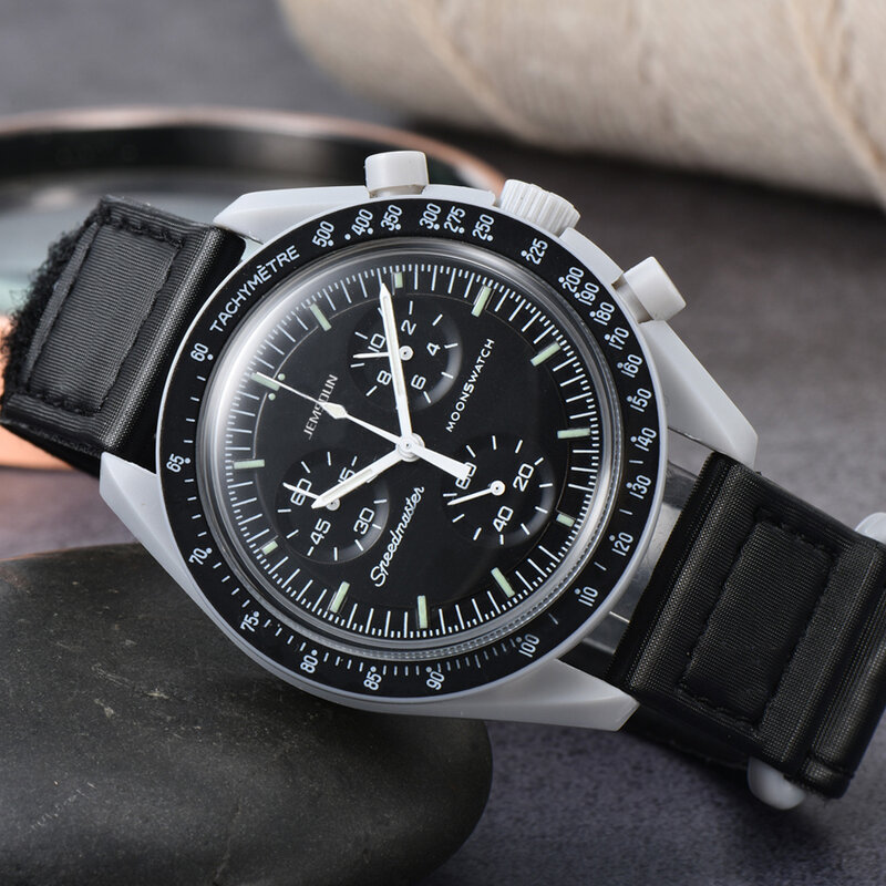 2022 nova marca original relógios multifunções caso de plástico moonwatch para senhoras dos homens vestido cronógrafo explorar planeta aaa relógio
