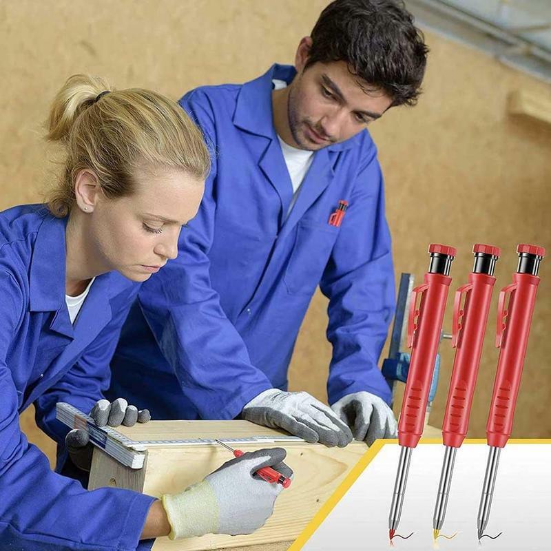 Juego de lápices de carpintero a la moda, afilador incorporado de Material ABS, Kit de herramientas de marcado de lápiz mecánico para artista de carpintería